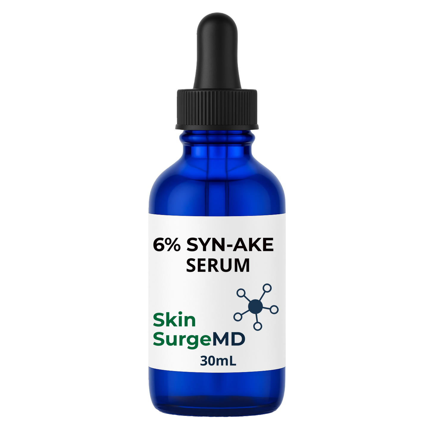 Front view of Skin SurgeMD Syn-Ake Serum 30ml bottle with dropper cap and professional skincare label.
