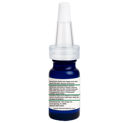 10ml EGF Multi-growth factor serum Blue bottle with white cap on a white background ingredients