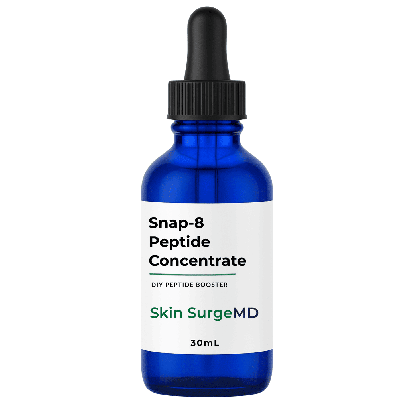 30ml Blue bottle of Snap-8 Peptide Booster DIY Concentrate by Skin SurgeMD on a white background