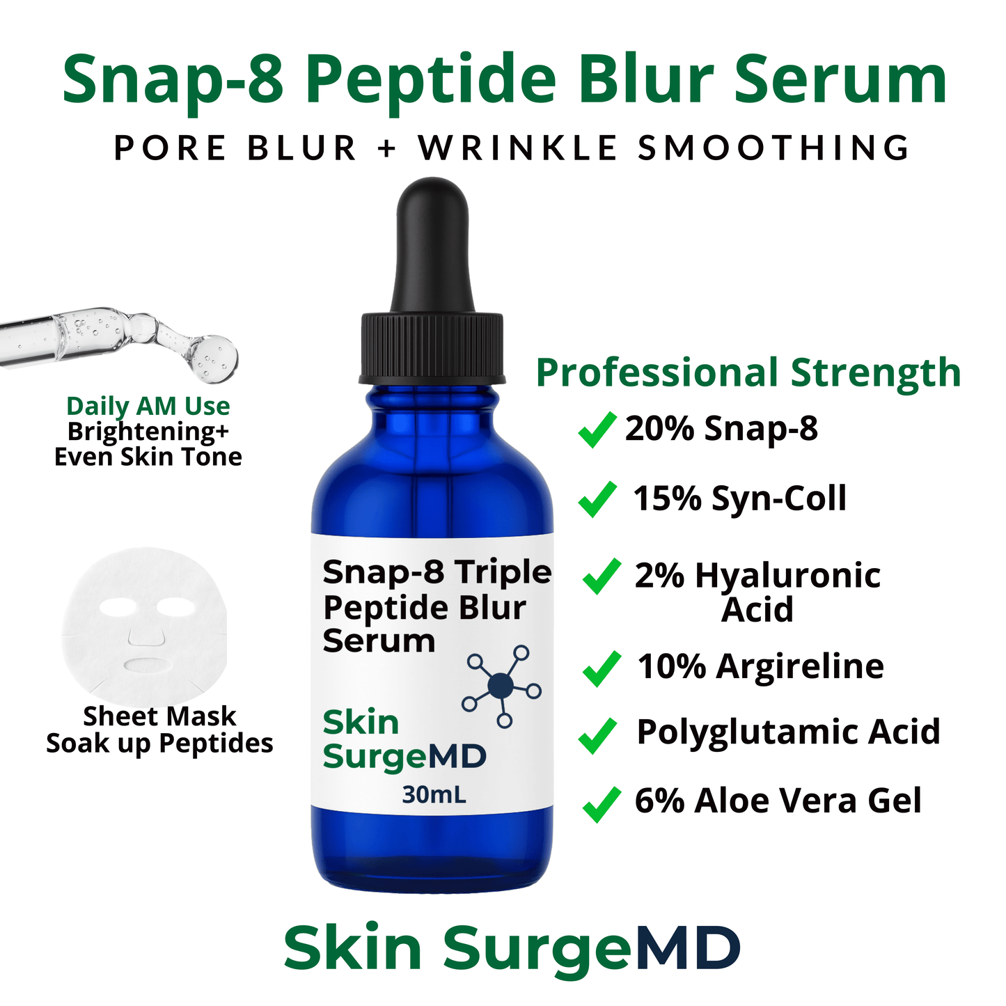 20% Snap-8 Triple Peptide Instant Blur Serum + Wrinkle Smoother | See Visible Results in Seconds