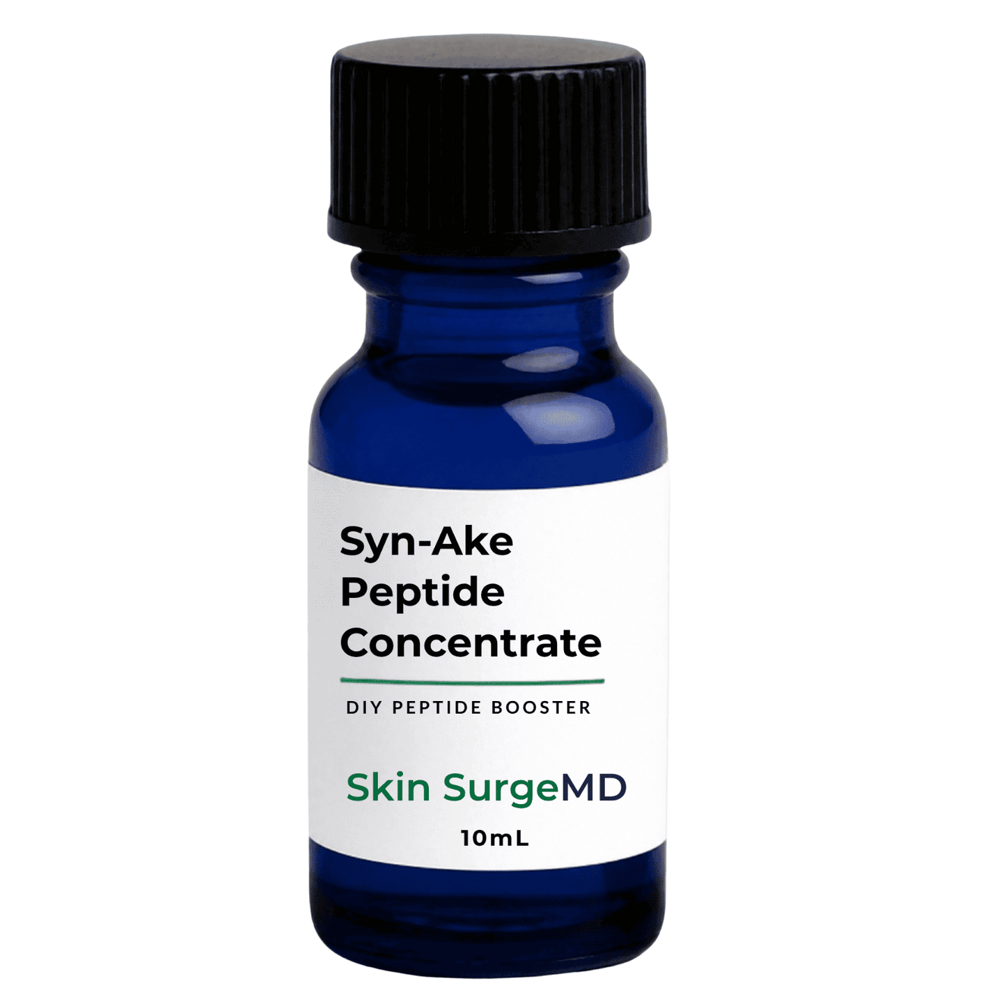 10ml Blue bottle of Syn-Ake Peptide Concentrate DIY Peptide Booster 2% solution white background