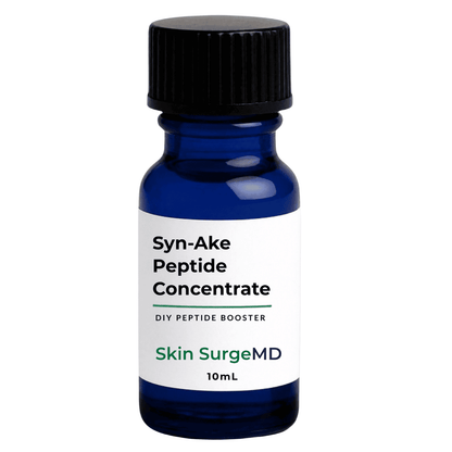 10ml Blue bottle of Syn-Ake Peptide Concentrate DIY Peptide Booster 2% solution white background