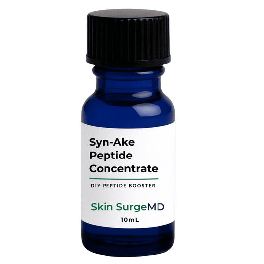 10ml Blue bottle of Syn-Ake Peptide Concentrate DIY Peptide Booster 2% solution white background