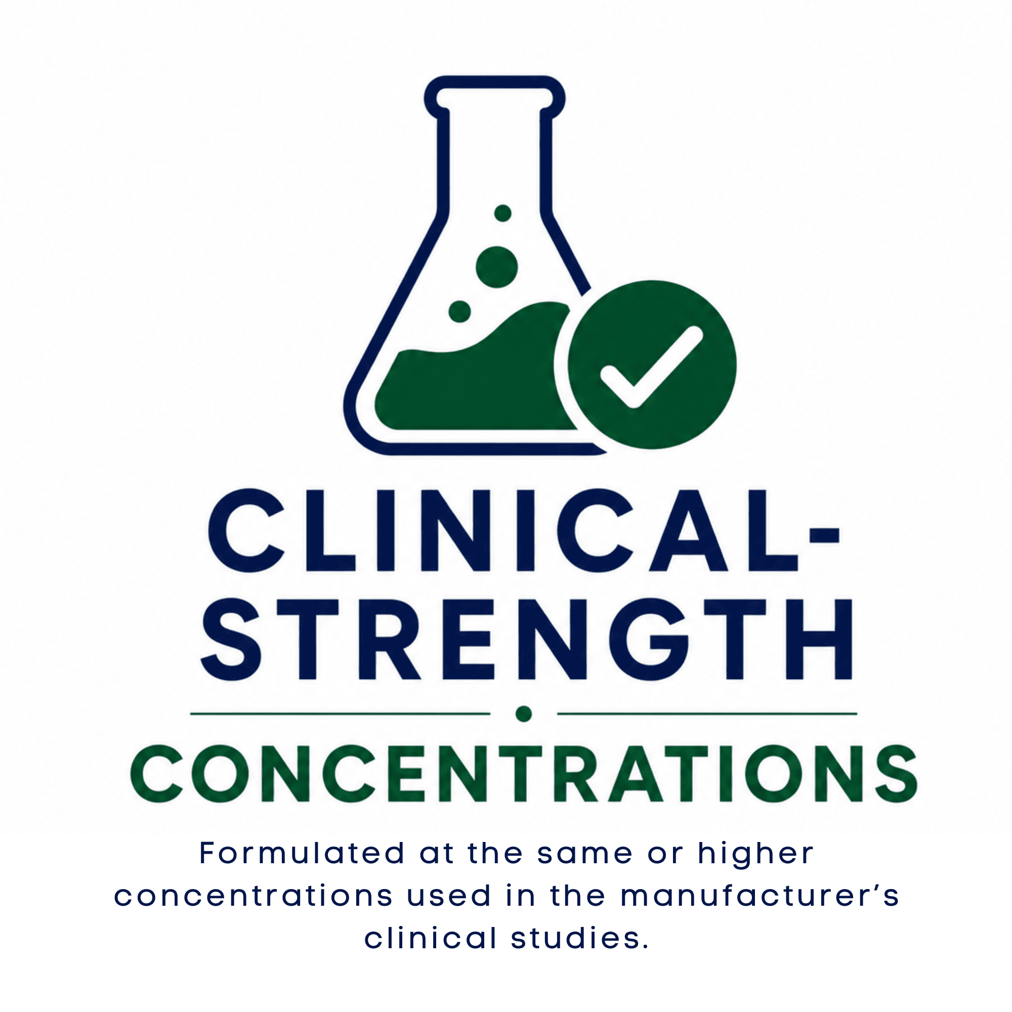 Clinical-strength skincare concentrations formulated at the same or higher concentrations used in peer-reviewed clinical studies.